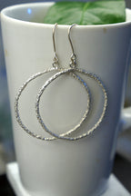 Sterling Silver Hoop Earrings: Nature Botanical Style (Handcrafted, Lightweight)