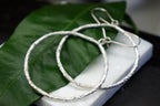 Boho Pine Leaf Hoop Earrings, Gold Plated Sterling Silver (Lightweight)