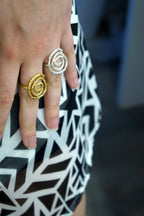 Nature Inspired Pine Twig Ring, Sterling Silver Goldplate (Adjustable)