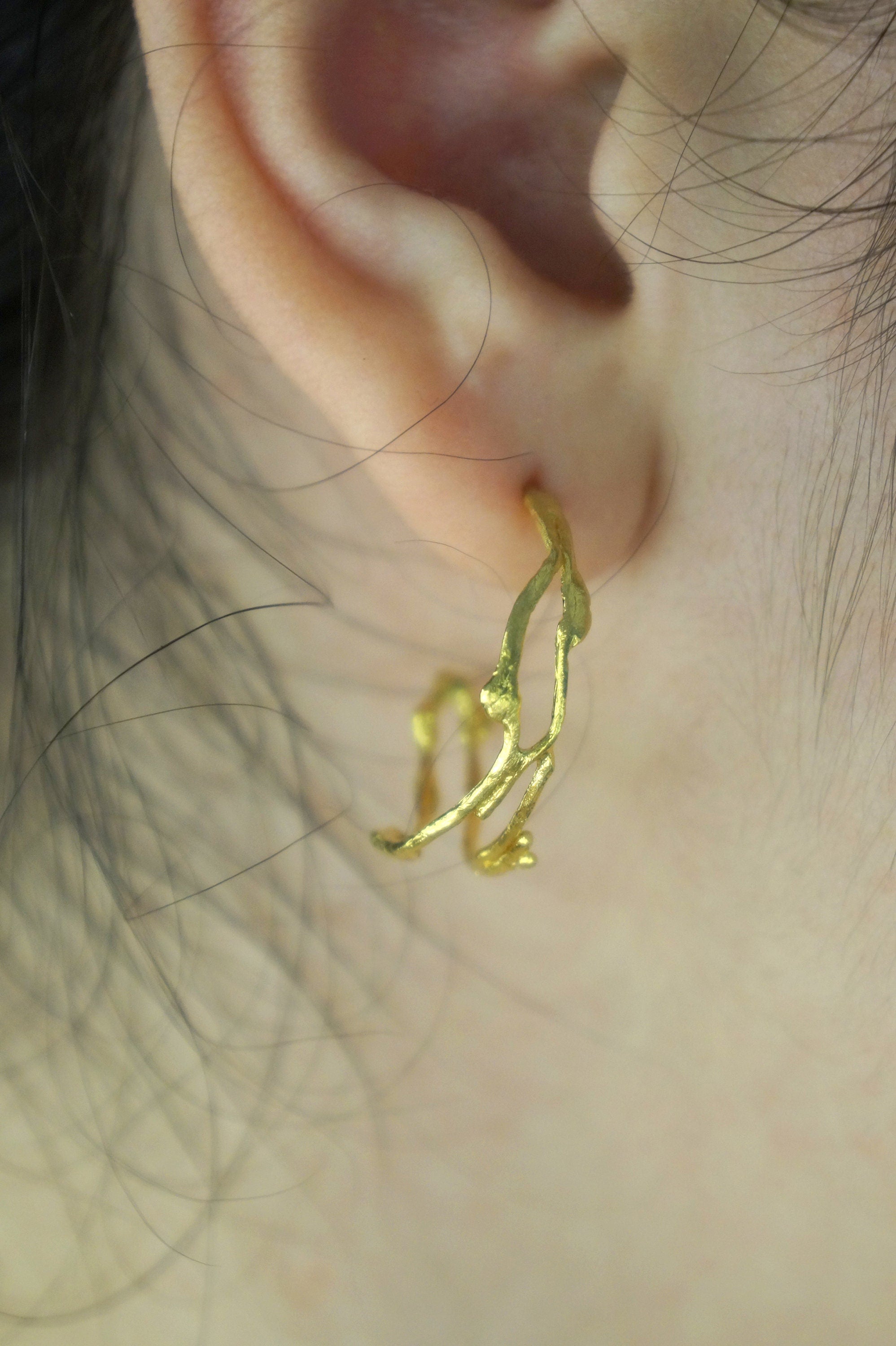Sterling Silver Hoop Earrings – Mini Twig Jasmine Branch Hoops | Recycled Jewelry