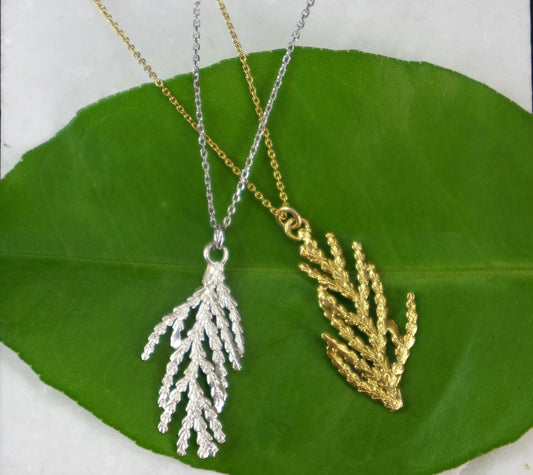 Real Juniper Christmas Tree Necklace in sterling silver 925.