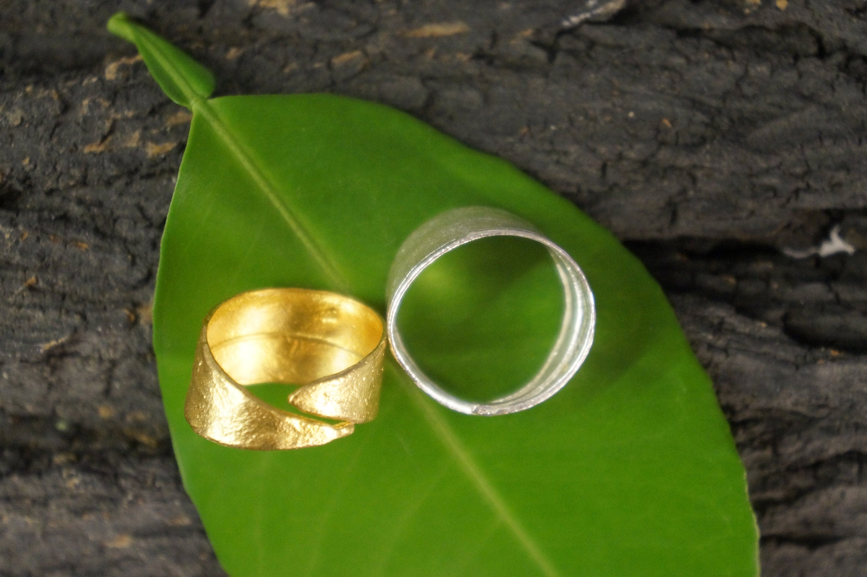 Olive Leaf Ring – Adjustable Sterling Silver Ring | Classic Gold Plated Minimalist Jewelry