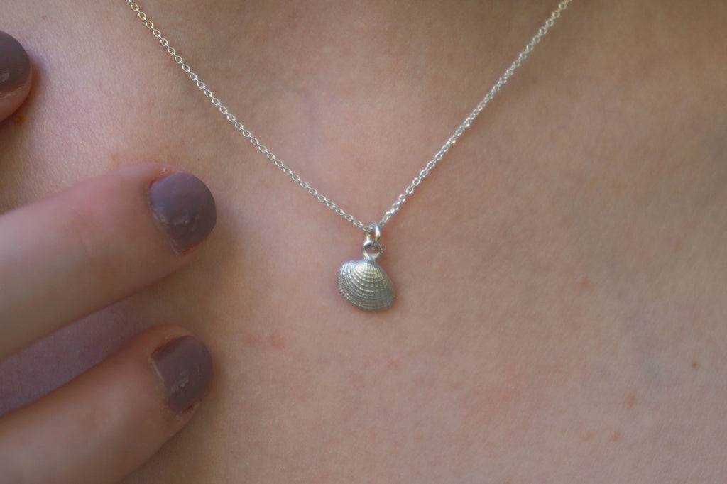 Gold Shell Necklace – 14K Gold Plated Sea Shell Pendant on Sterling Silver Chain