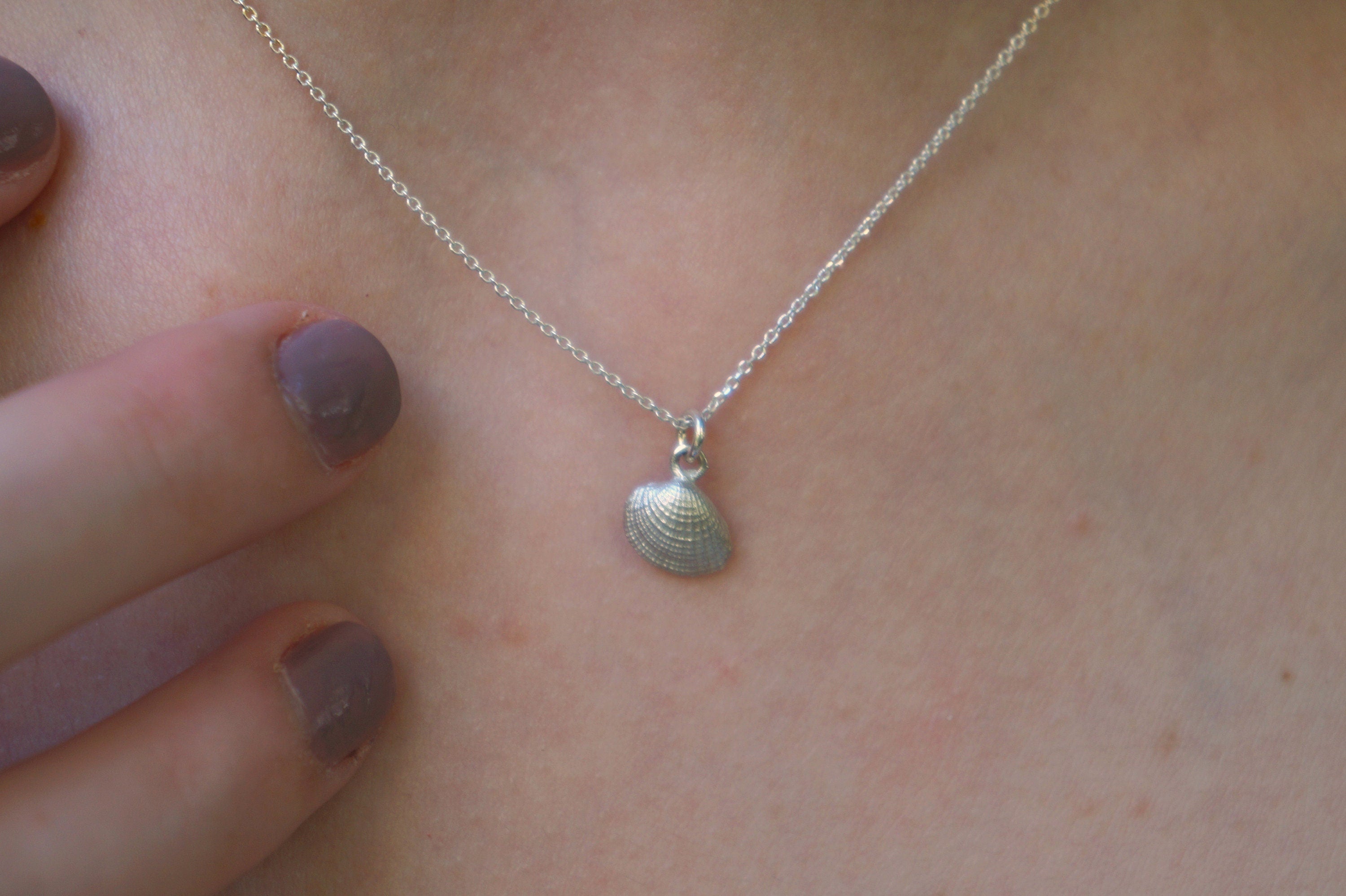 Gold Shell Necklace – 14K Gold Plated Sea Shell Pendant on Sterling Silver Chain