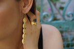 Real Rose Leaf Earrings: Long Dangle, 14k Gold on Sterling Silver
