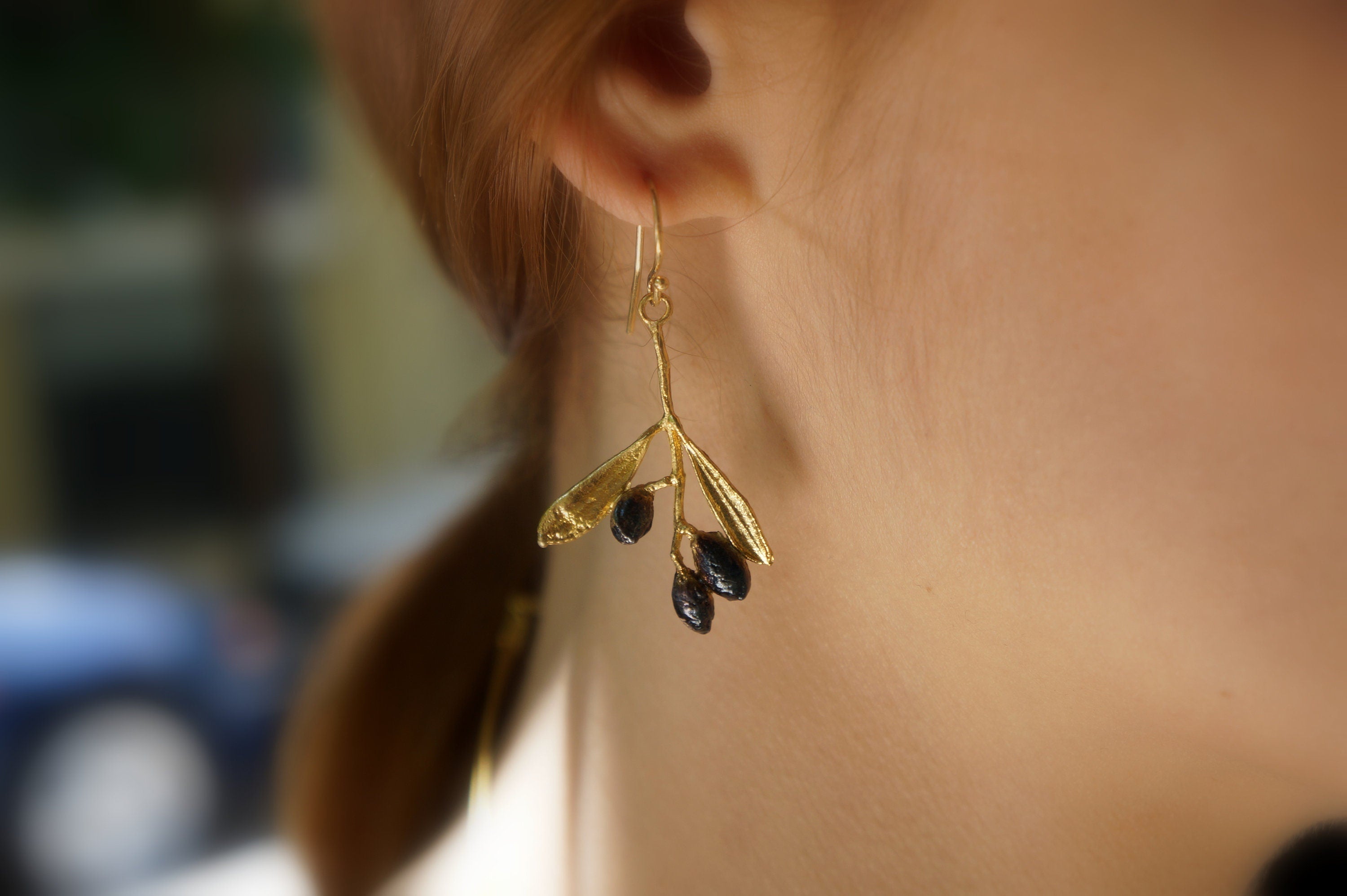 Sterling Silver Olive Earrings – Handmade Silver Jewelry With Olive Leaf Design