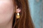 Olive Leaf Hoop Earrings - Minimal Gold Plated Sterling Silver