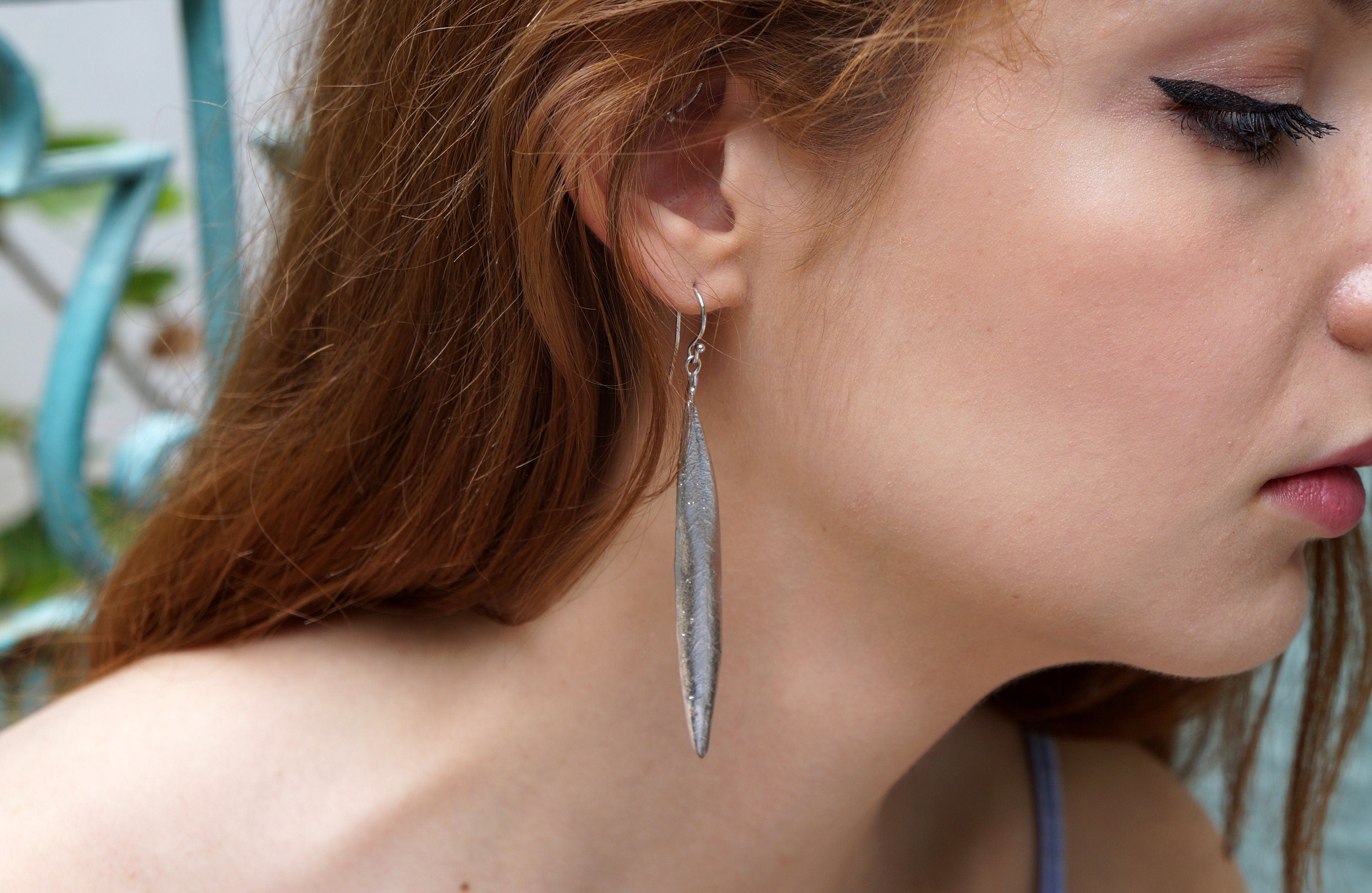 Olive Leaf Earrings – Sterling Silver Long Dangle Lightweight Jewelry Gift