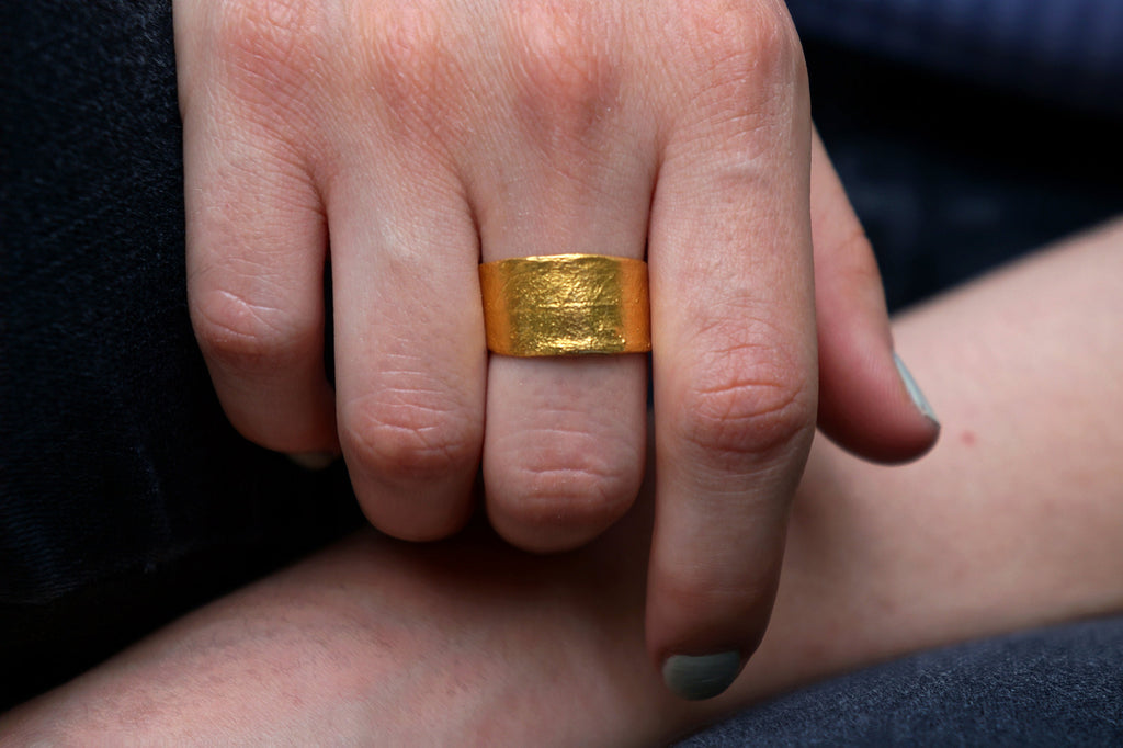 Olive Leaf Ring – Adjustable Unisex Band | 14k Gold Plated Handcrafted Jewelry