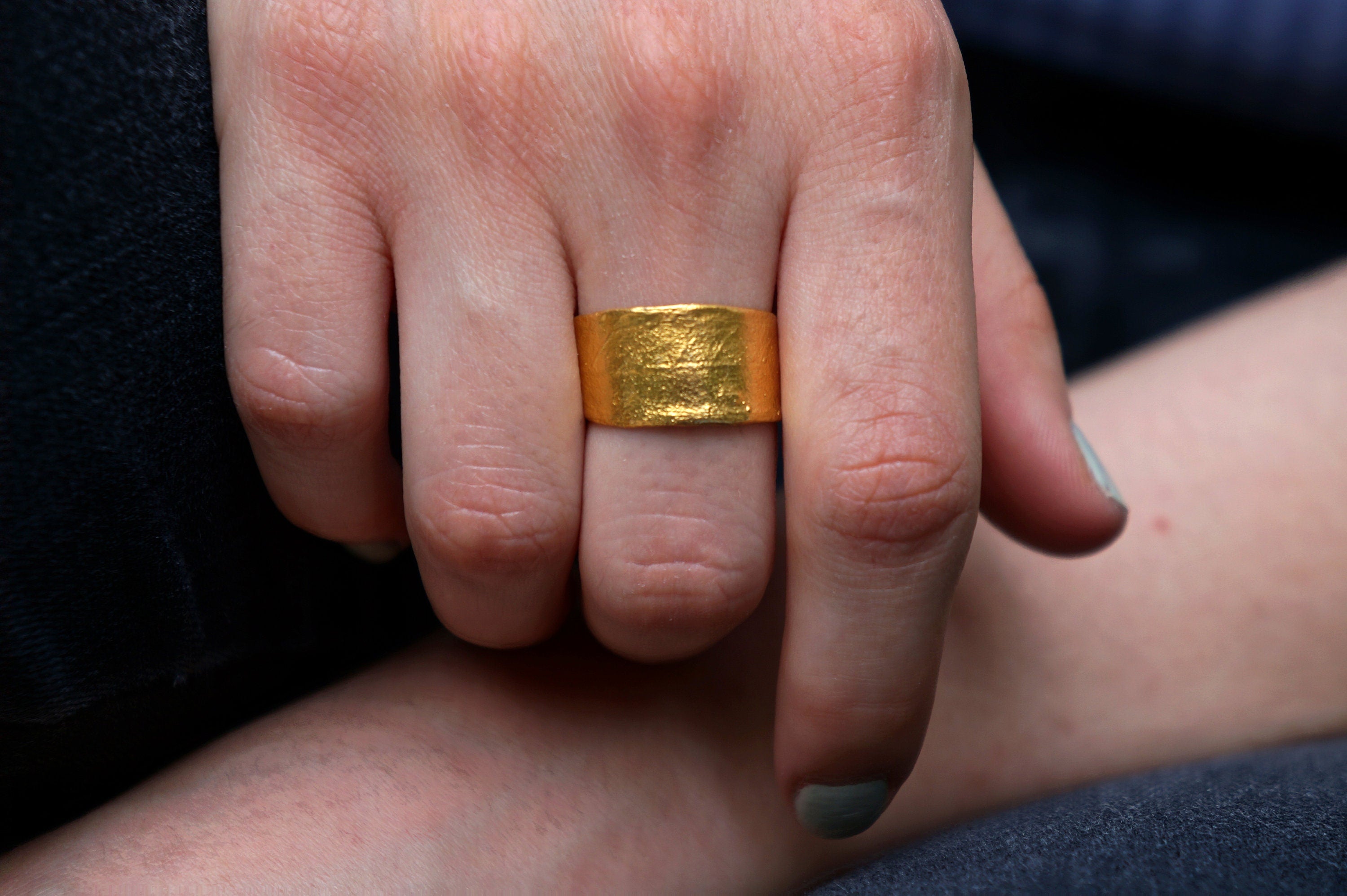 Olive Leaf Ring – Adjustable Unisex Band | 14k Gold Plated Handcrafted Jewelry
