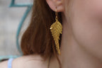 Fern Leaf Earrings in Long Sterling Silver, Nature-Inspired Boho Jewelry for Women