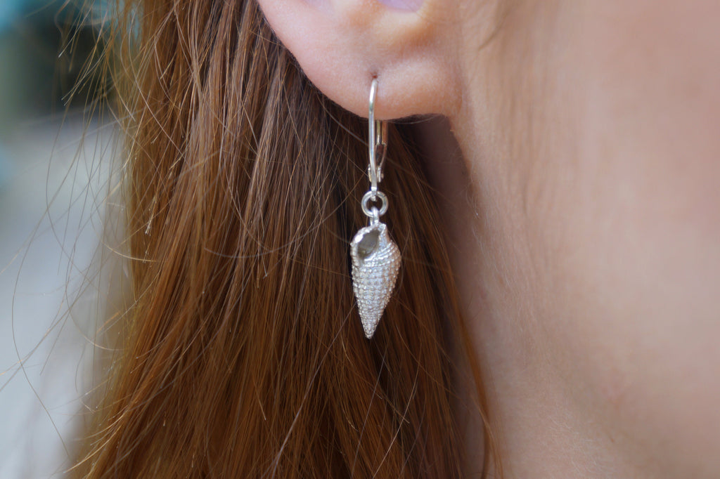 Sea Shell Earrings – Handmade Sterling Silver Shell Jewelry With Natural Veins