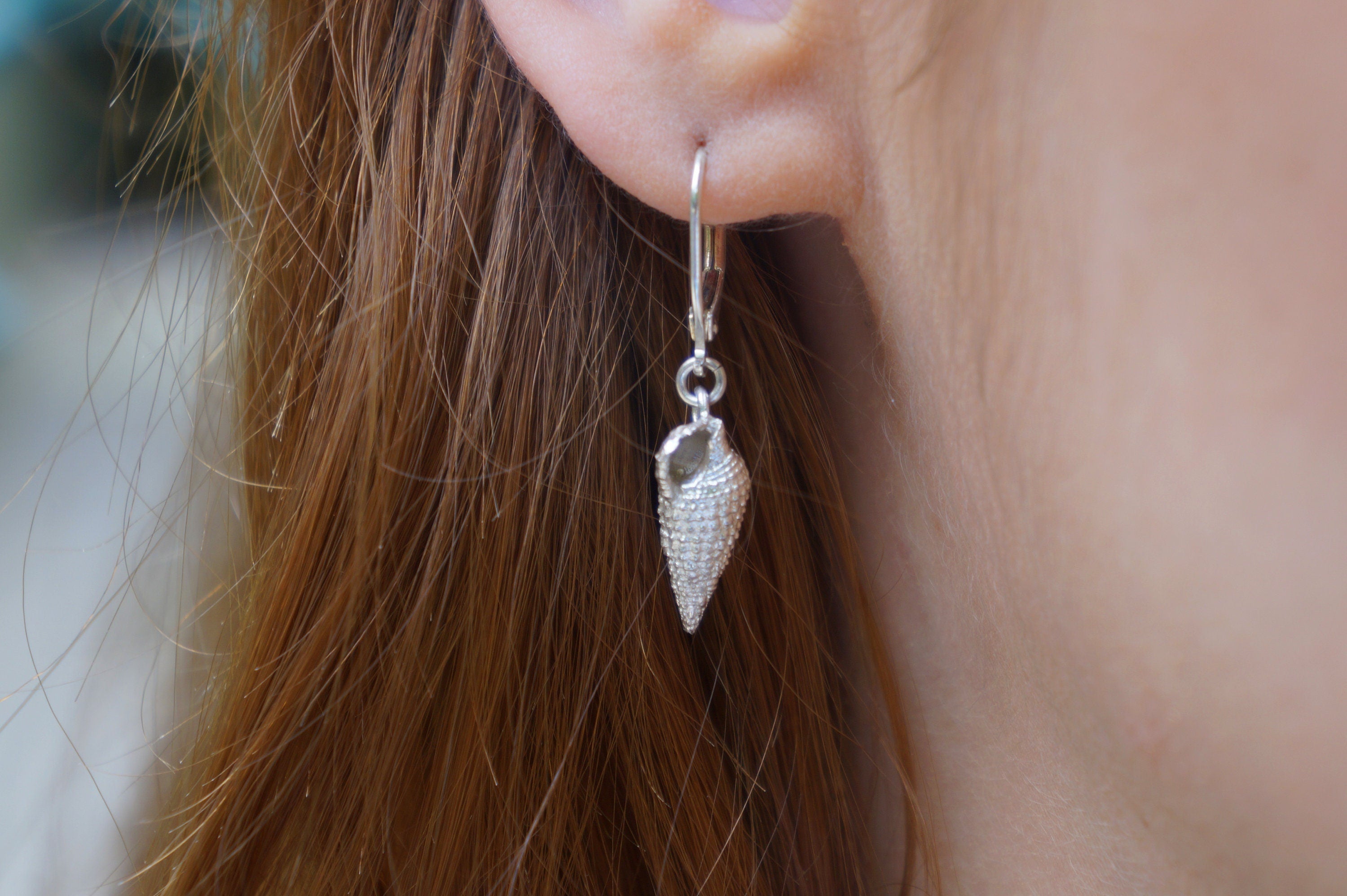 Sea Shell Earrings – Handmade Sterling Silver Shell Jewelry With Natural Veins