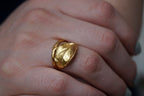 Gold Rose Ring, Gold-Plated Sterling Silver Jewelry, Rose Leaf Band, Gift for Her, Birthday Gift for Women, Handmade Jewelry