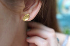 Gold Leaf Earrings: Sterling Silver Rose Leaves (Dainty Studs)