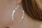 Sterling Silver Leaf Hoop Earrings - Large, Dangle Style
