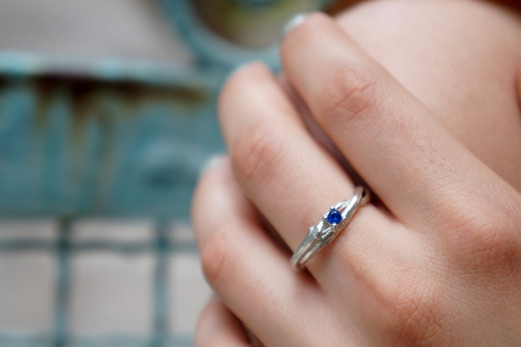 Gold Branch Ring, Ring with Zircon, Gold-Plated Sterling Silver Jewelry, Gift for Her, Birthday Gift for Women, Handmade Jewelry