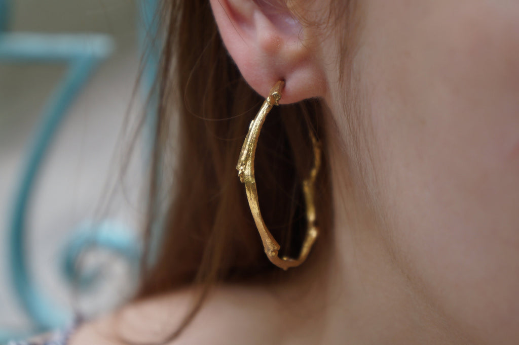 Gold Hoop Earrings | Olive Branch Botanical Hoops – Handmade Nature Jewelry