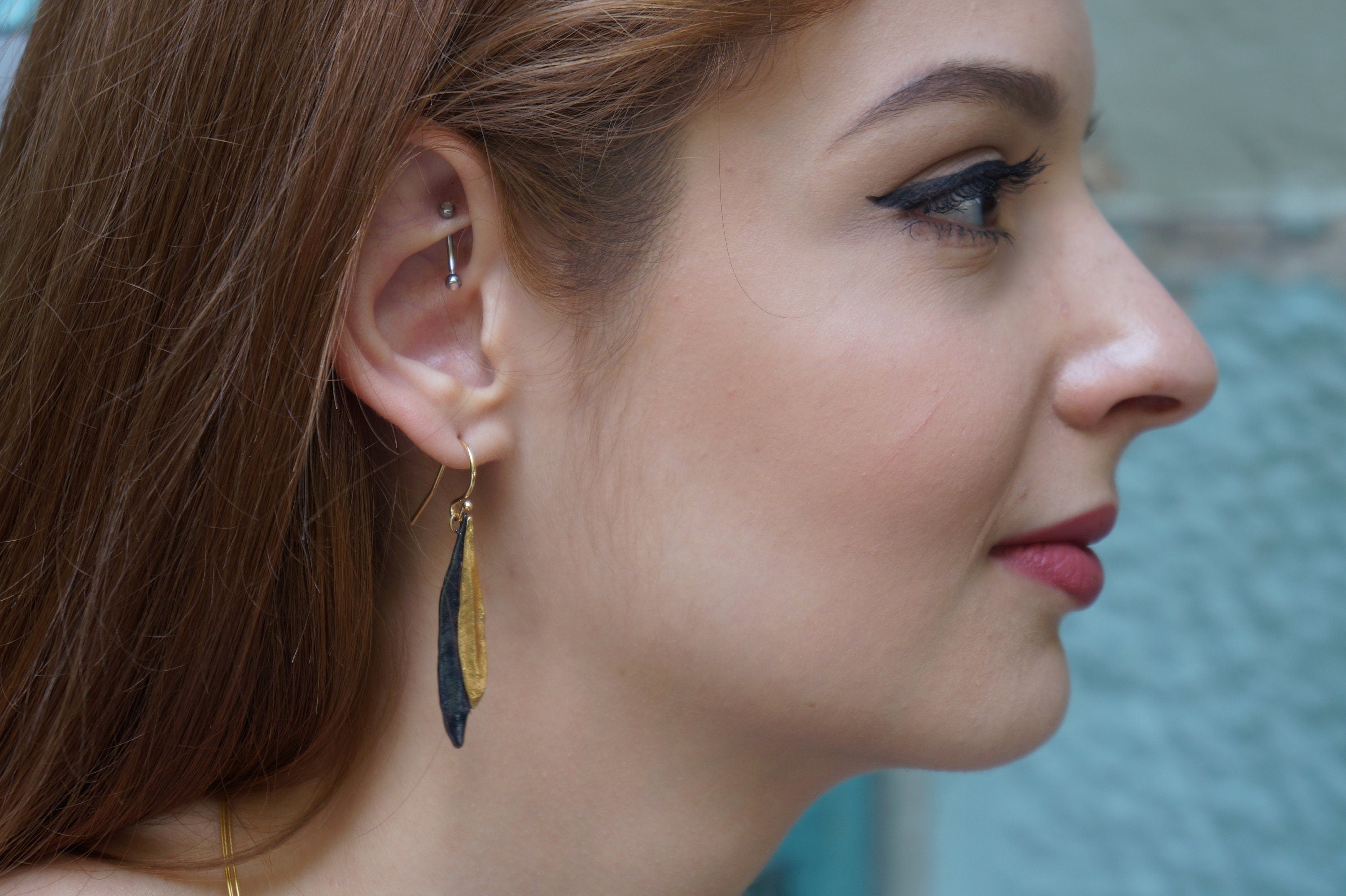 Olive Leaf Earrings – Sterling Silver 14K Gold & Black Rhodium Finish Gift