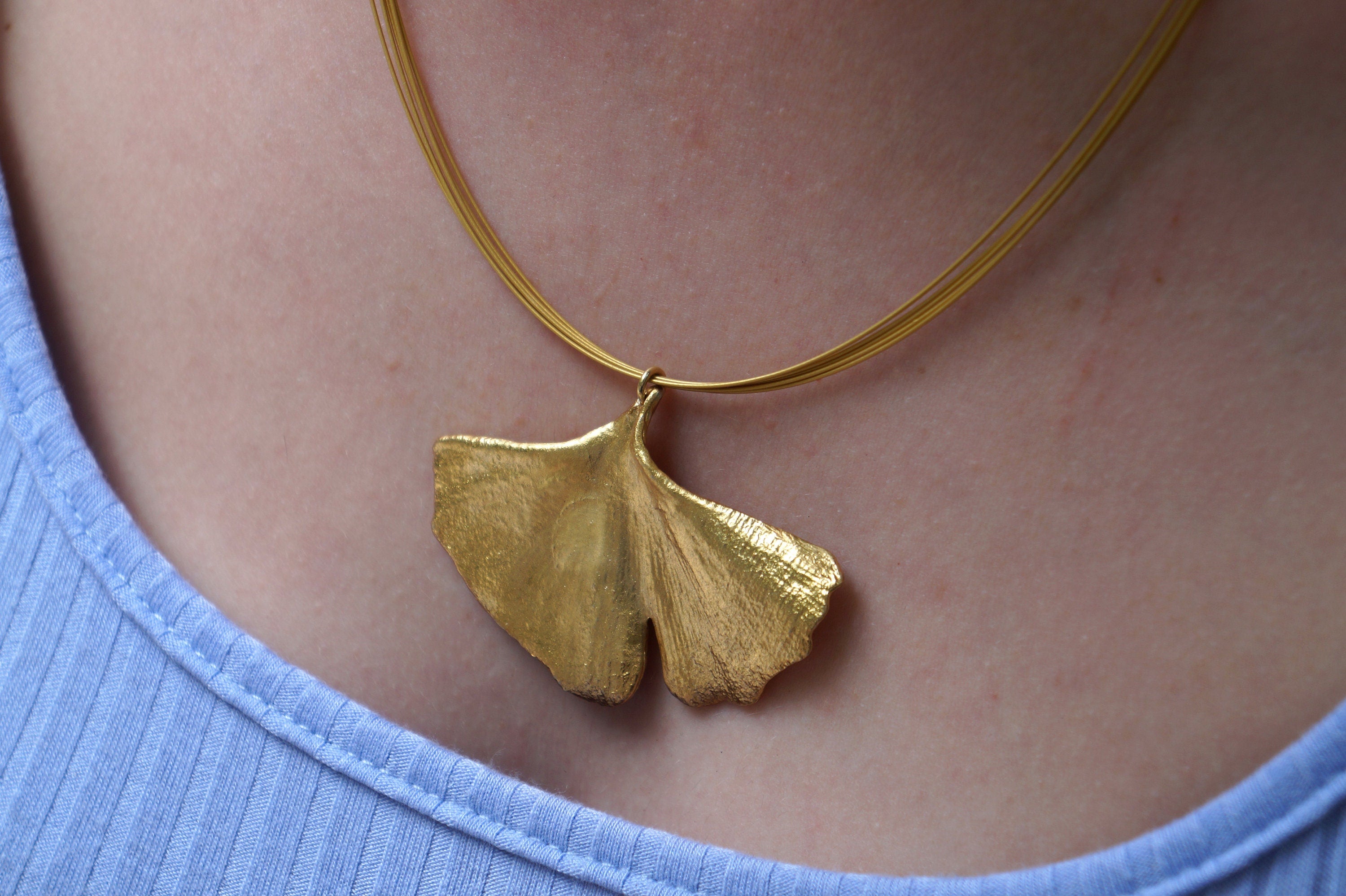 Ginkgo Biloba Necklace – Gold Dipped Real Leaf Pendant | Nature Inspired Jewelry Gift