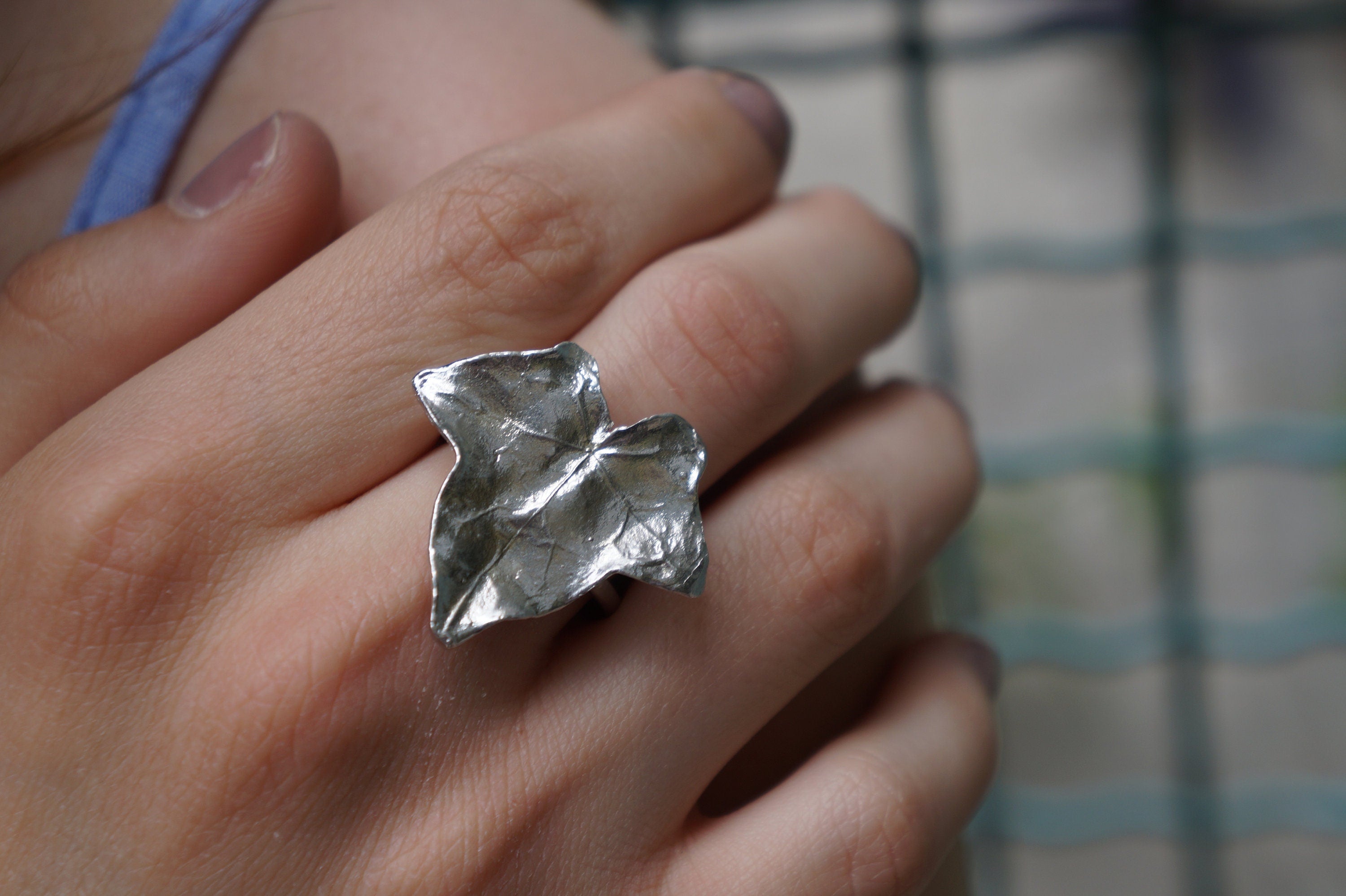 Ivy Leaf Silver Ring: Handmade Nature-Inspired Jewelry