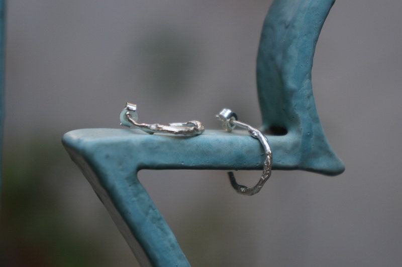 Silver Hoop Earrings Small - Olive Twig Minimalist Handmade Gift For Her