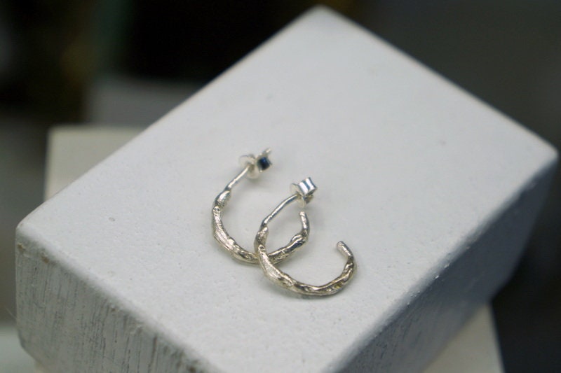 Silver Hoop Earrings Small - Olive Twig Minimalist Handmade Gift For Her