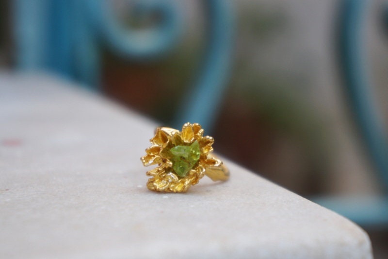 Wild Daisy Ring – Adjustable Sterling Silver Blue Murano Glass Nature Inspired Jewelry