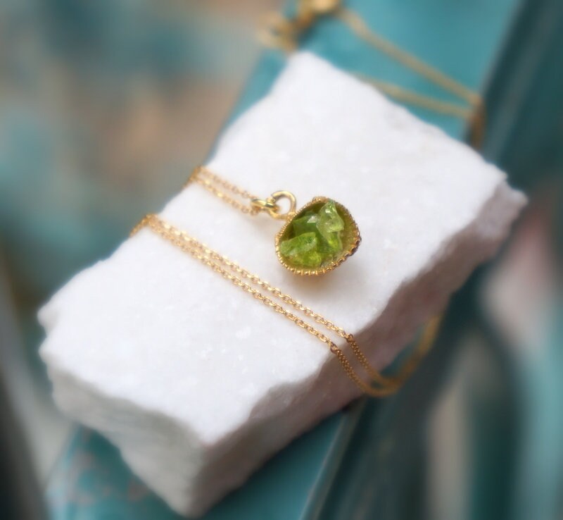 Sea Shell Necklace - Sterling Silver 14K Gold | Green Murano Glass Pendant