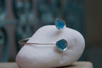 Nautical Silver Cuff Bracelet, Limpet Shell with Raw Blue Murano Glass (Adjustable)