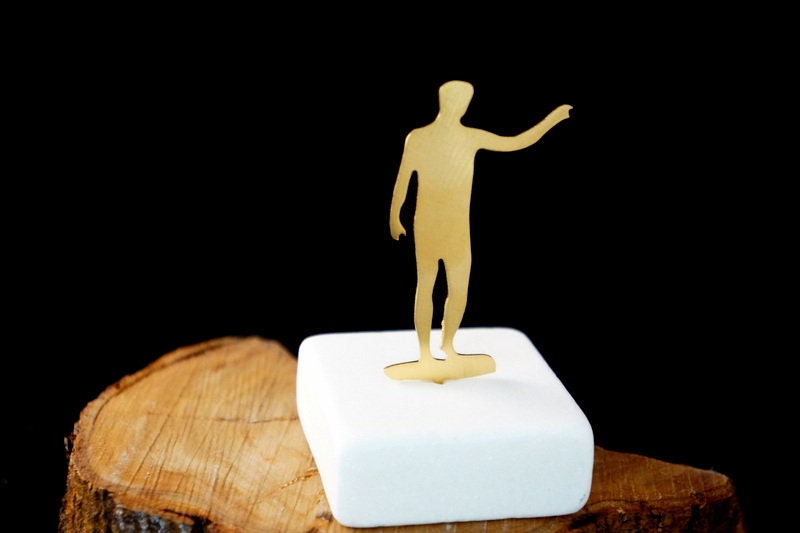 Home decor Home Gift Art Ancient Greek statue of the Charioteer of Delphi, Minimal Laser Cut Gold plated Bronze figurebirth flower jewelry