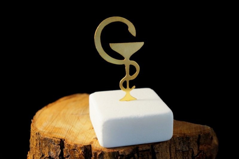 Medicine Office Decor – Minimalist Medical Art with Gold-Plated Bronze & Thasos Marble Base