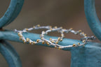 Nature-Inspired Hoop Earrings, Sterling Silver with Gold Buds (Lightweight)
