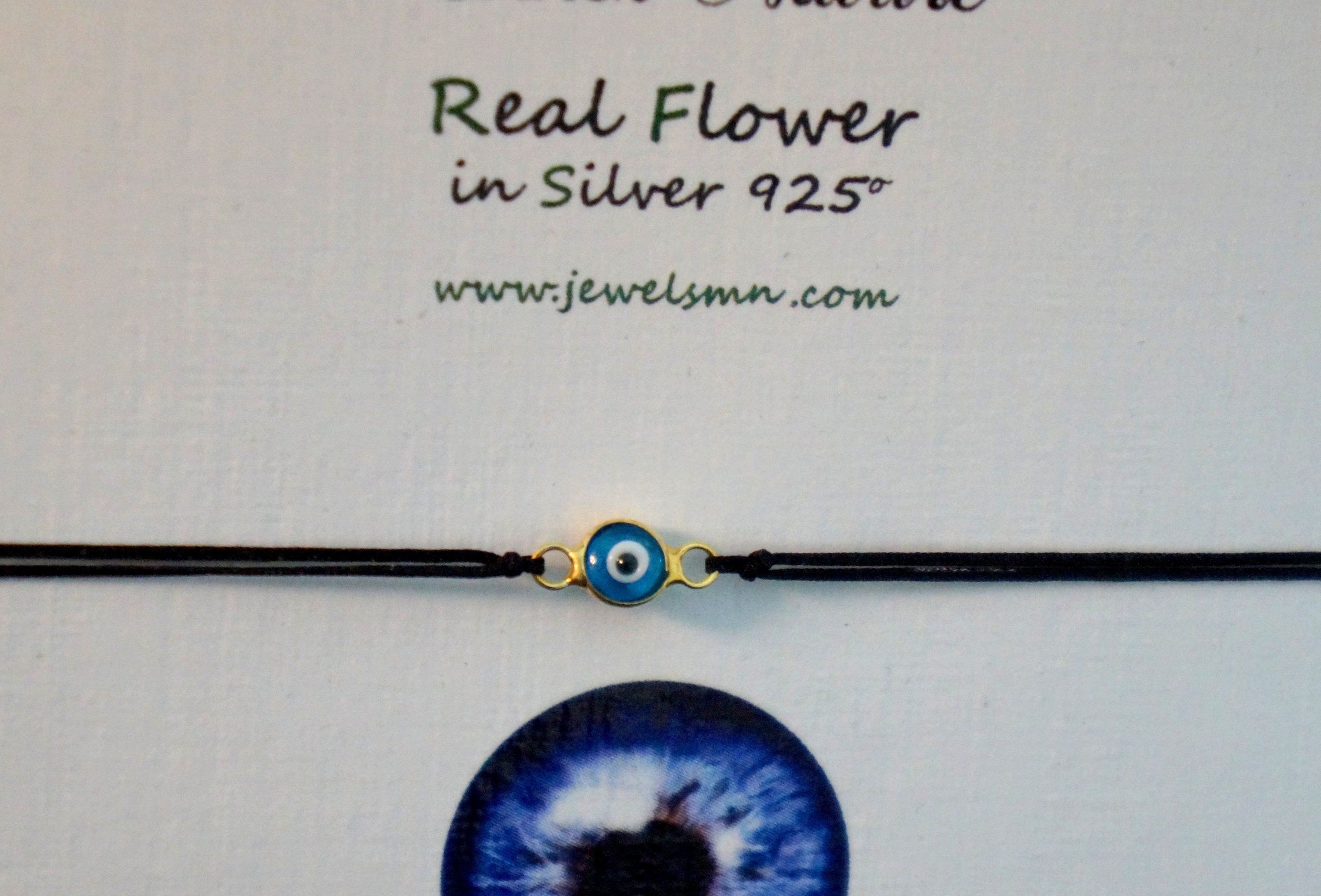 Minimal bracelet,Meaningful jewelry, for men and women. Evil Eye Protection Bracelet, Adjustable Blue Bead Cord Jewelry,Sterling Silver 925