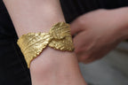 Open Cuff Bracelet: Hibiscus Leaf Design - Gold Plated Sterling Silver