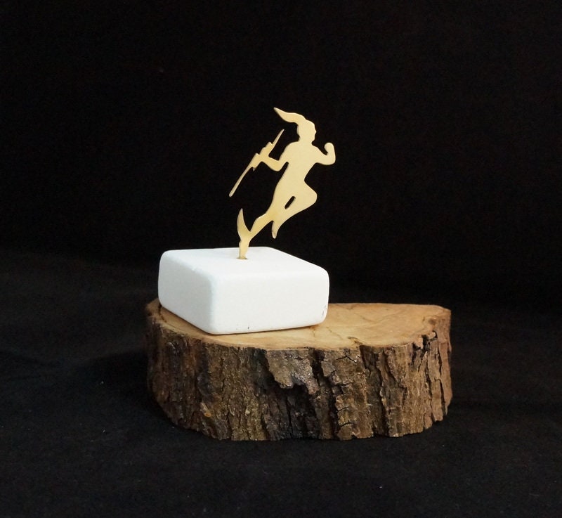 Greek God Hermes Statue - Marble and Bronze Mini Figurine Art for Home Decor