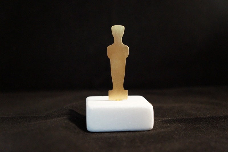 Ancient Greek Inspired Decor, Fathers Day Gift - Laser Cut Bronze gold plated Statue, Cycladic art museum piece, Gift for Office desk