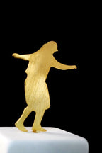 Minimal Dancer Figure Paperweight, Laser Cut Gold plated Bronze Statue, Folk Dance of a man of Crete, Gift for Dancersbirth flower jewelry