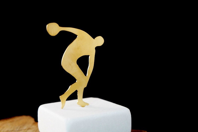 Home decor Ancient Greek statue of The Discobolus , Laser Cut Gold plated Bronze figure, History Inspired Gifts and Decor, Gift for Athletes