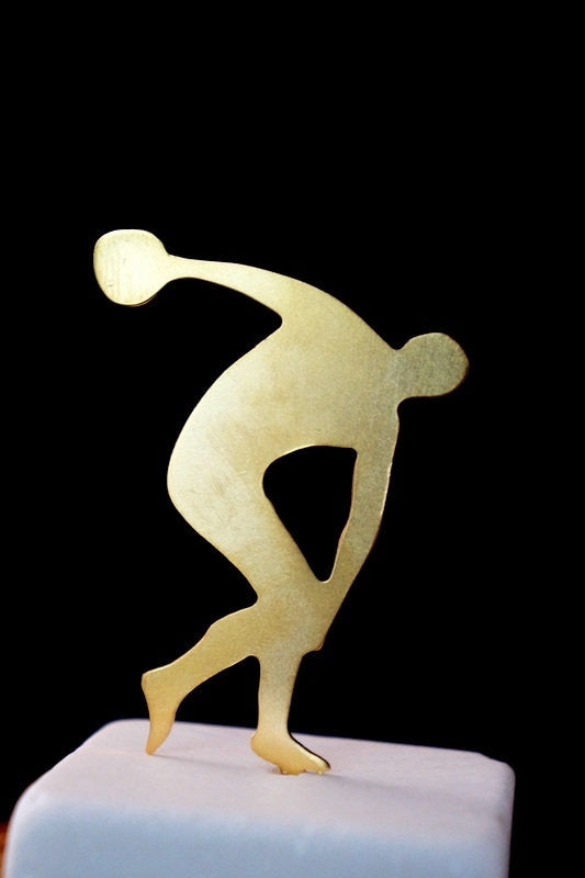 Home decor Ancient Greek statue of The Discobolus , Laser Cut Gold plated Bronze figure, History Inspired Gifts and Decor, Gift for Athletes
