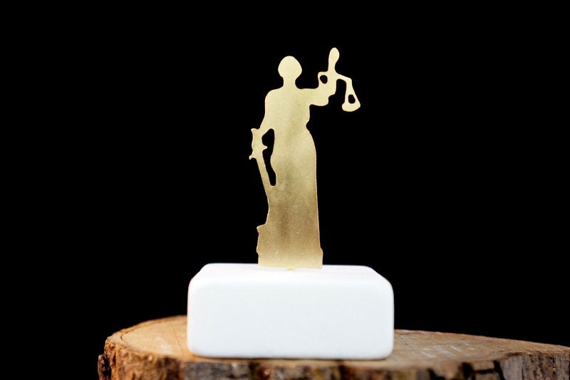 Lady Justice Statue - Gold Plated Bronze With Marble Base | Lawyer Gift Ideas
