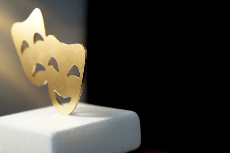 Ancient Greek Theater Masks - Marble Bronze Drama Mask Decor for Theater Lovers