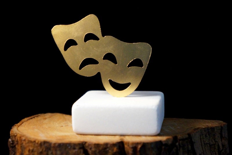 Ancient Greek Theater Masks - Marble Bronze Drama Mask Decor for Theater Lovers