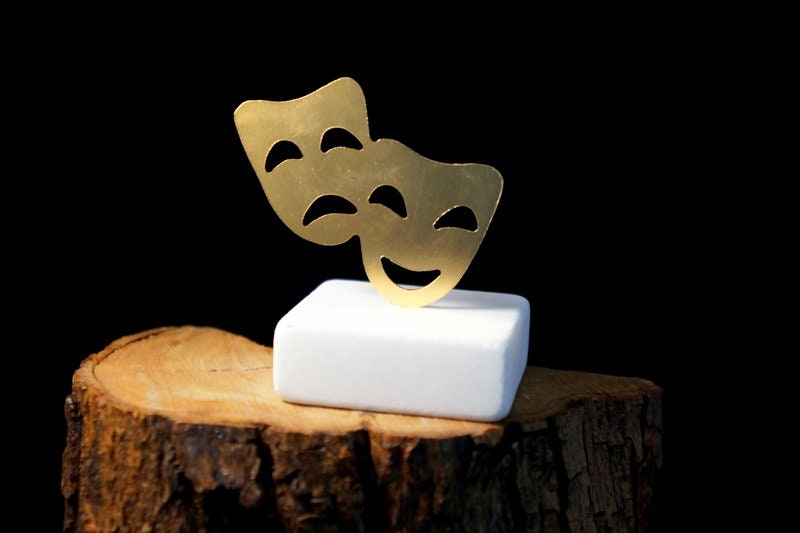 Ancient Greek Theater Masks - Marble Bronze Drama Mask Decor for Theater Lovers