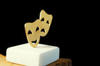 Greek Theater Drama Mask, Gold Bronze and Marble (Home or Office Decor)