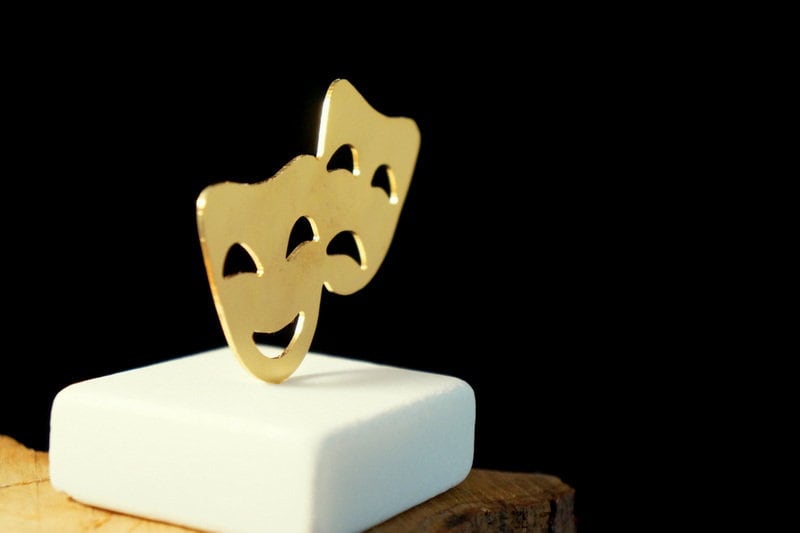 Ancient Greek Theater Masks - Marble Bronze Drama Mask Decor for Theater Lovers