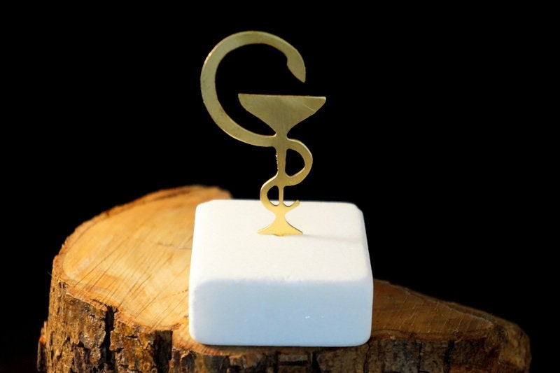 Medicine Office Decor – Minimalist Medical Art with Gold-Plated Bronze & Thasos Marble Base