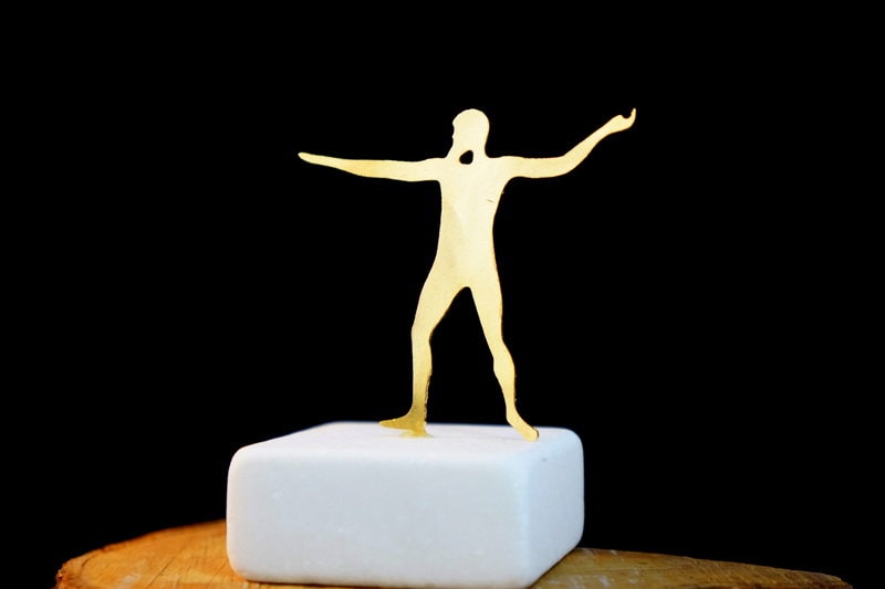 Home Gift Art Zeus Statue, Minimalist God of Thunder, small statue Metal Art Sculpture & Museum Art, Greek Mythology Inspired