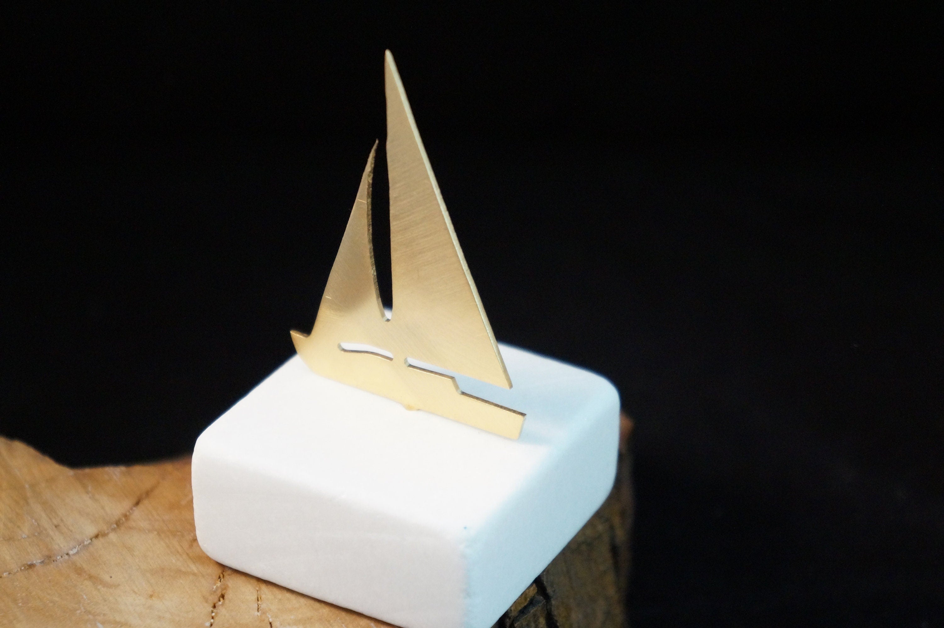 Home decor Modern Art Mens Gift Nautical Decor, Gold Minimal Sailboat Statue  gift for her