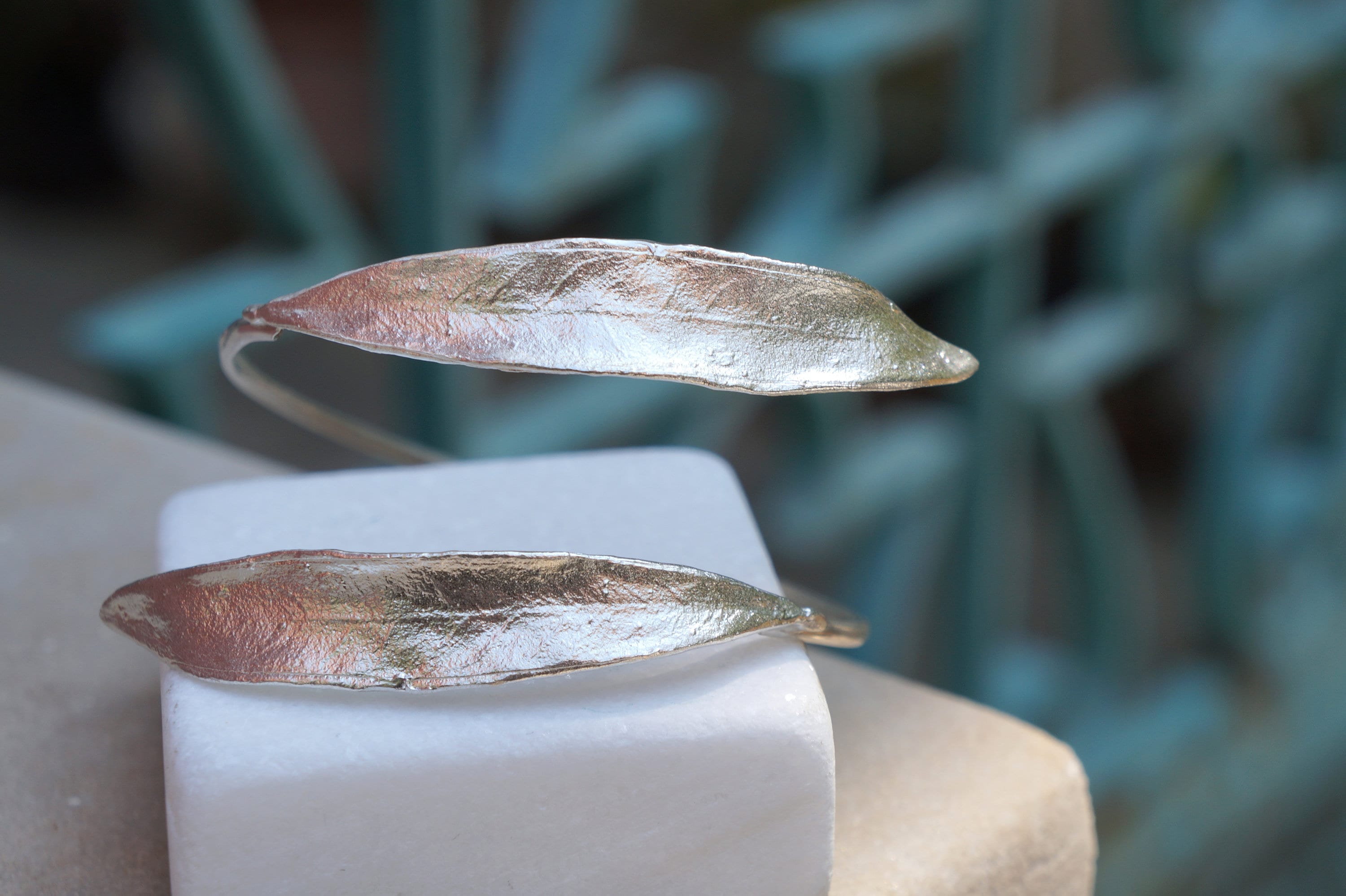 Olive Leaf Bracelet – Adjustable Sterling Silver Cuff | Botanical Jewelry Design